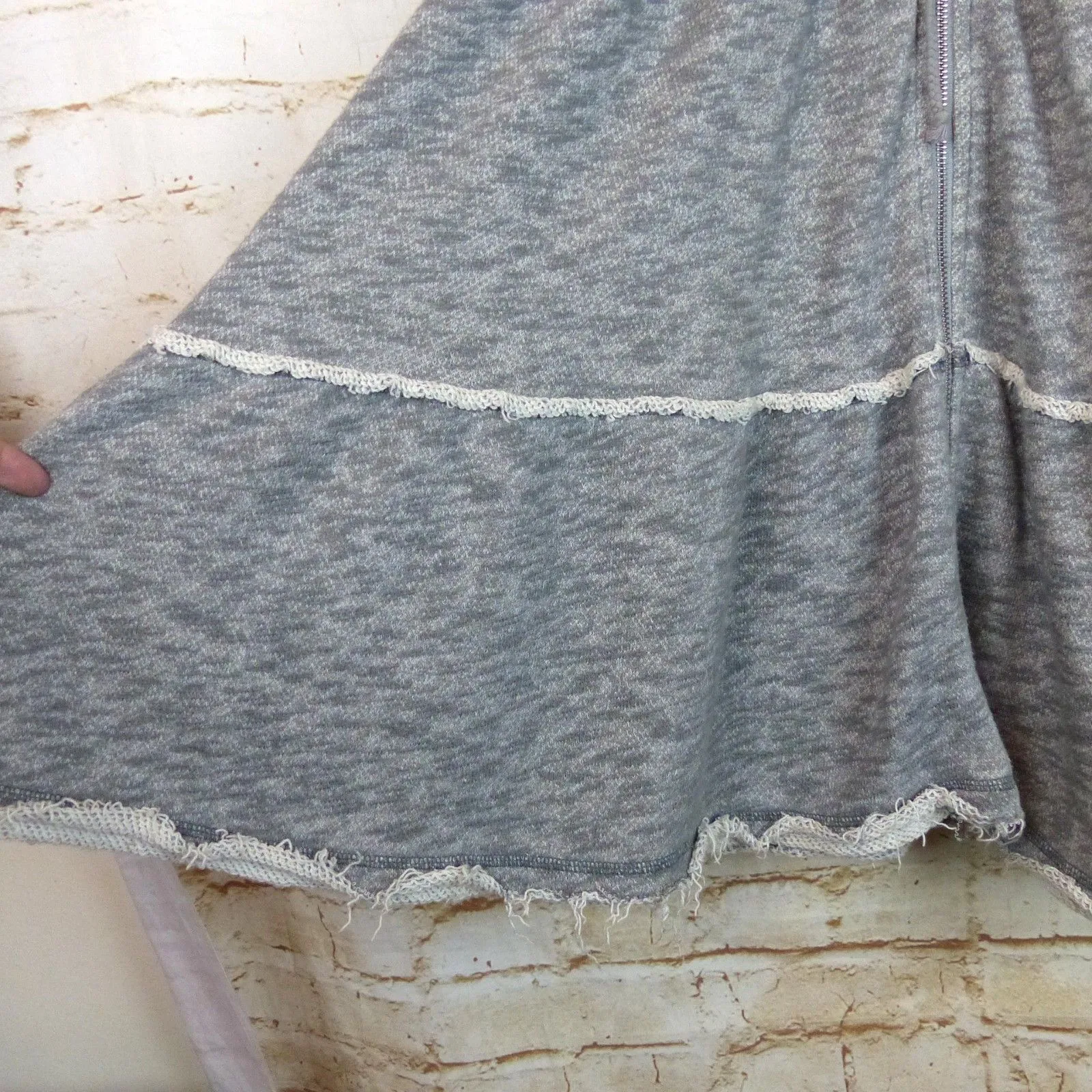 Free People Tiered Trapeze Zip-Up Sweatshirt Hoodie Womens XS Heather Gray Boho - Image 7