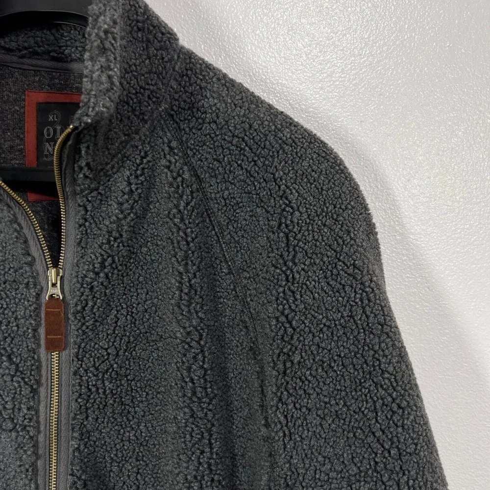 Old Navy Teddy Sherpa Lined Fleece Jacket‎ Mens XL Dark Gray Mock Neck Full-Zip - Image 7