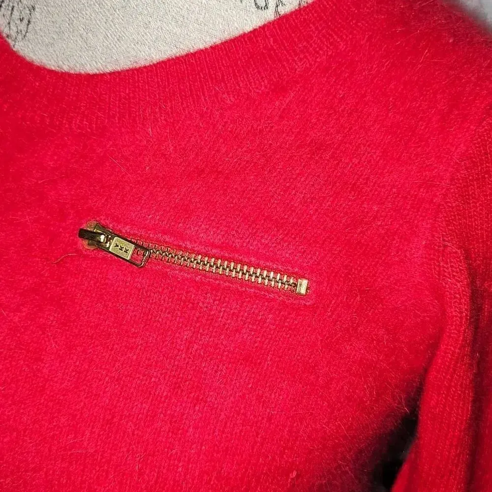 Wallace Womens Red Rabbit Hair Lambs‎ Wool Cashmere Blend Sweater Small Red - Image 3