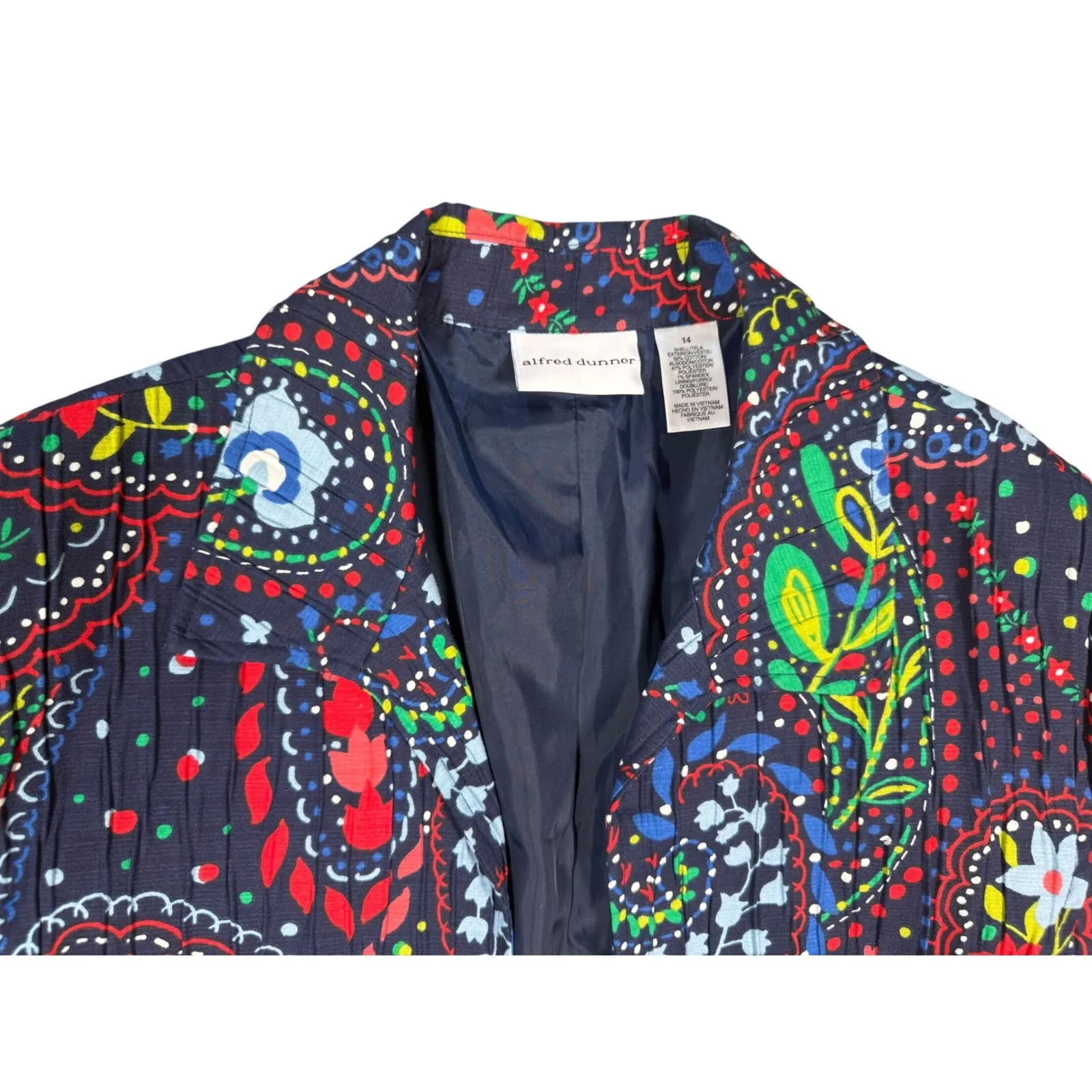 Alfred Dunner Colorful Floral Paisley Print Open Front Jacket Blazer Size 14 - Image 6