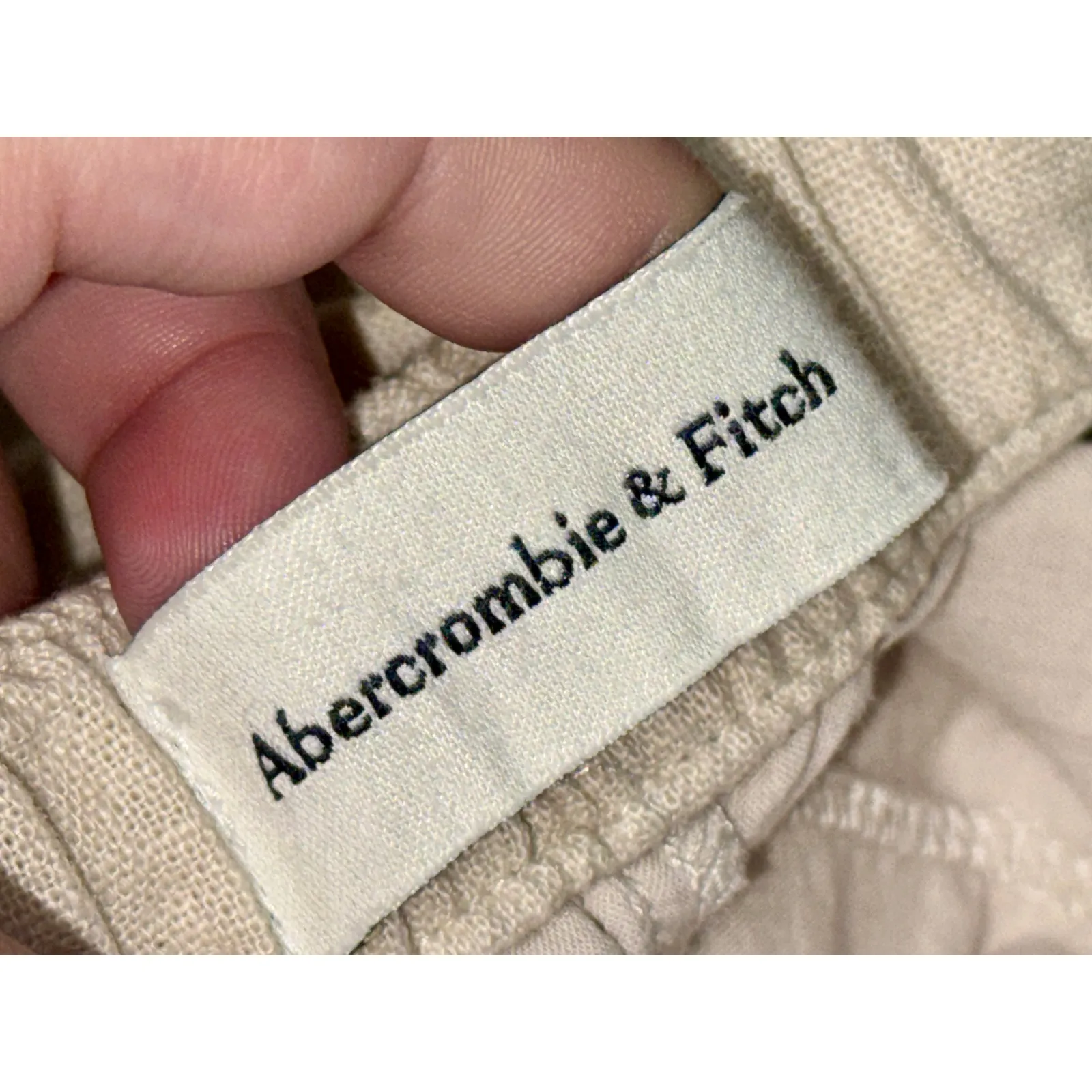 Abercrombie & Fitch Tan Cream Linen High Waisted Cargo Bermuda Shorts Womens XS - Image 3
