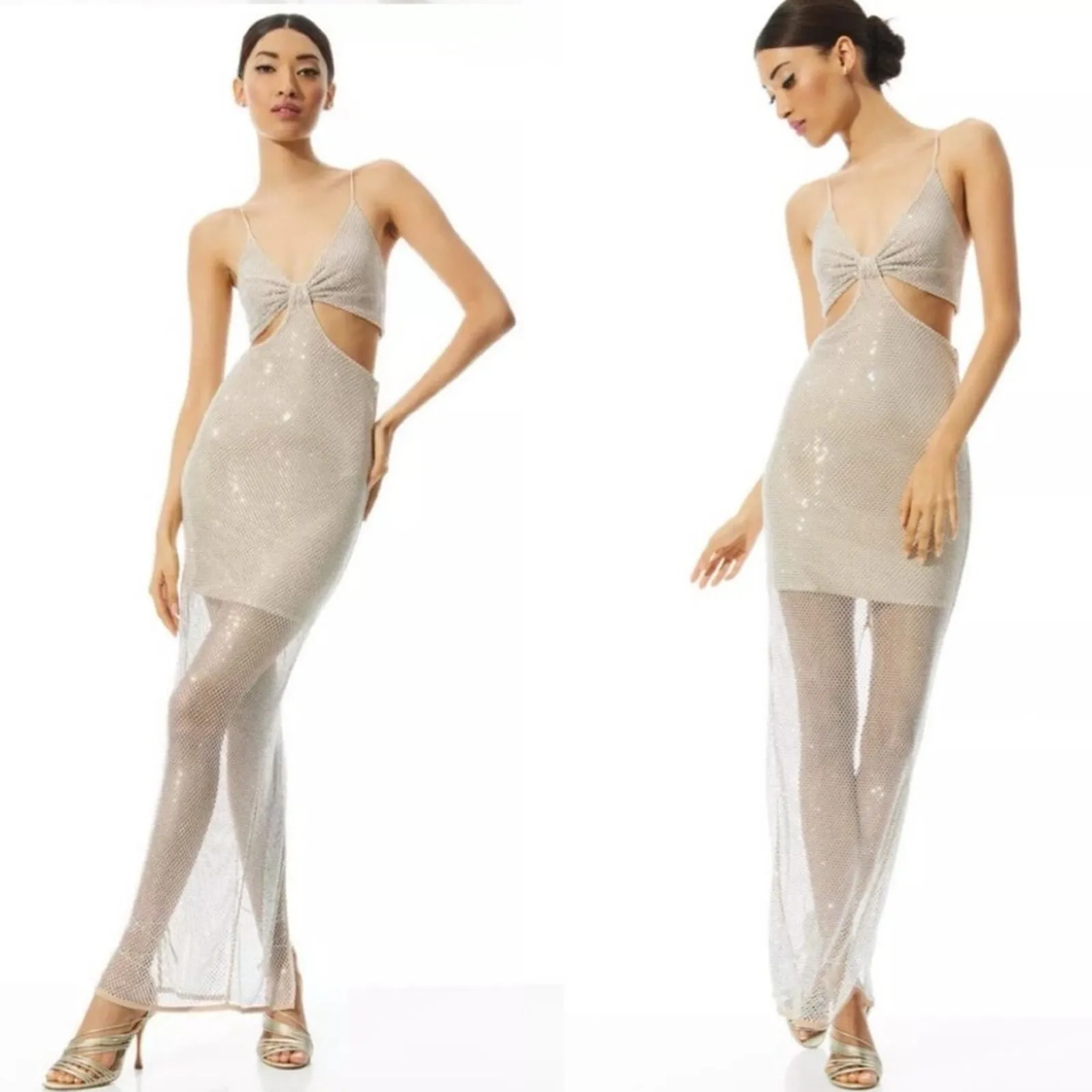 Alice and Olivia Havana Chain Embellished Cutout Long Dress Size 6 NWT - Image 4