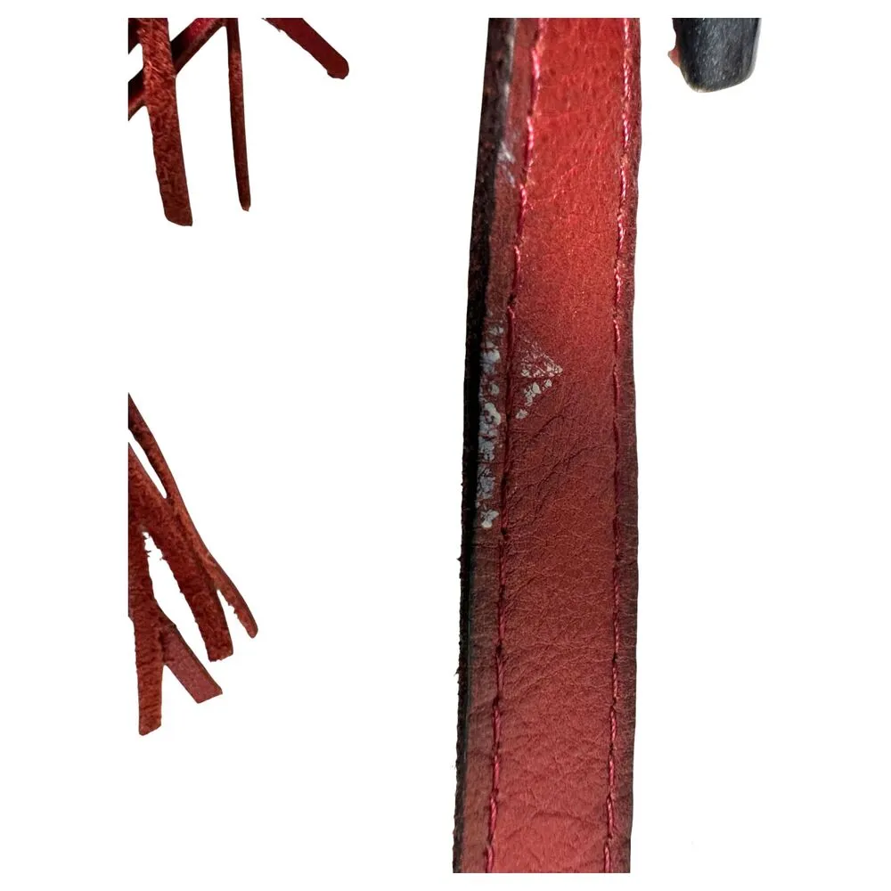 Patricia Nash Red Leather Fringe Crossbody Bag Purse Handbag - Image 2