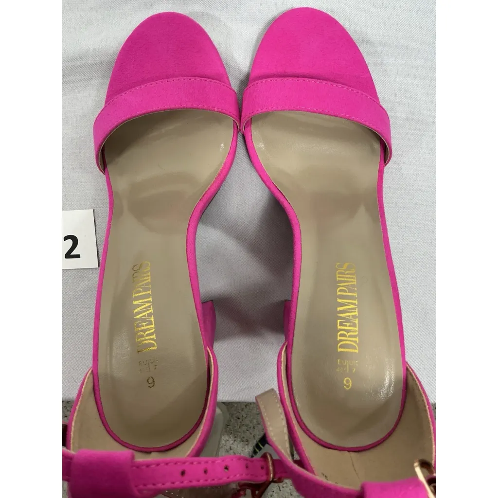 Womans Dream Pairs Strappy Sandals 9 Pink Open Toe Ankle Strap Stacked Heel - Image 6