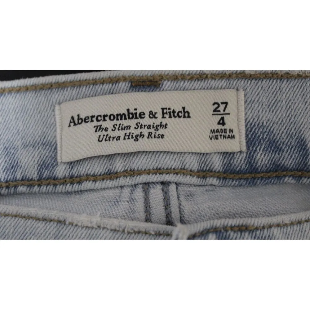 Womens Abercrombie & Fitch The Slim Straight Ultra High Rise Blue Jeans Sz 27 4 - Image 3