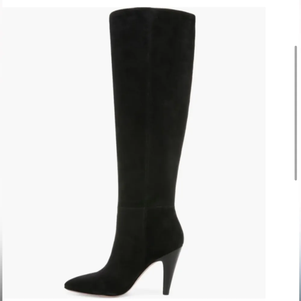 Veronica beard Sanzi Knee Slouchy Leather Stacked Heel Black Suede Boots 6 - Image 5