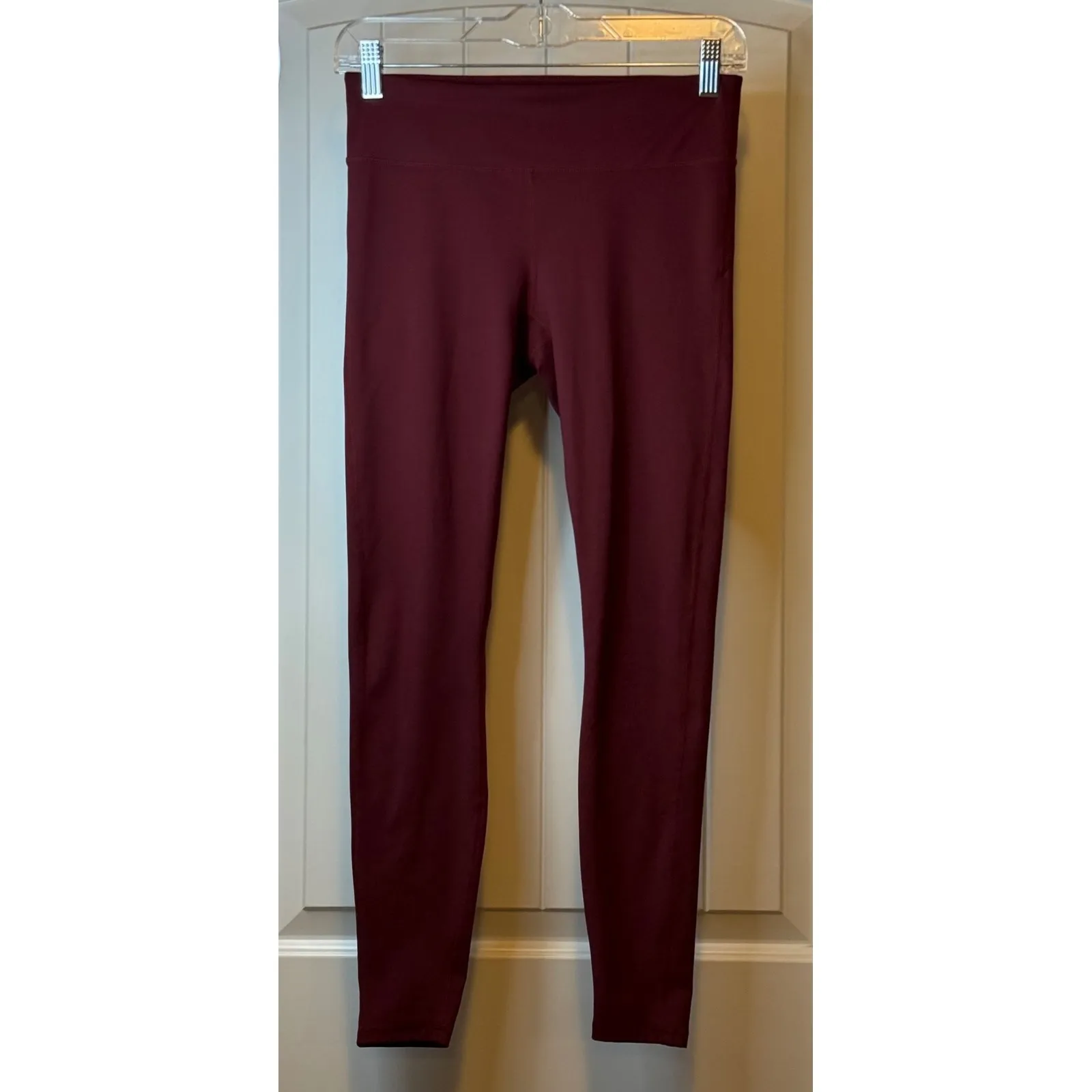 Fabletics Set/2 Burgundy Moto Ribbed High Waist Pocket Leggings Women's Size S # - Image 9