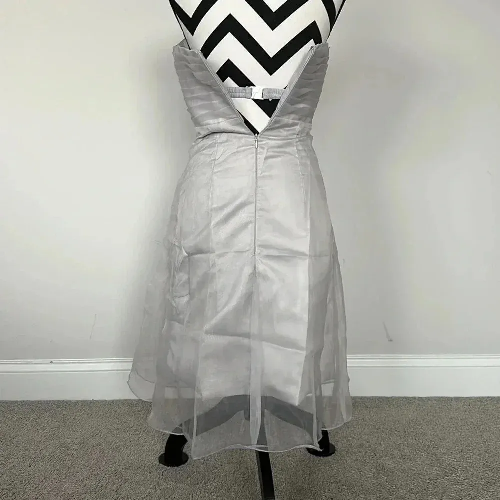 Silver Chiffon Mini Party Dress - Image 5