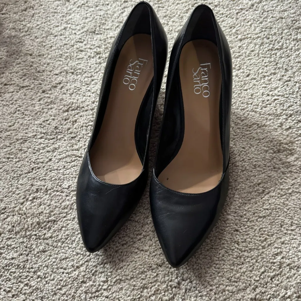 Franco Sarto Women's Frankie Wedge Pump Heels Women's Size 9 Black Leather - Image 2