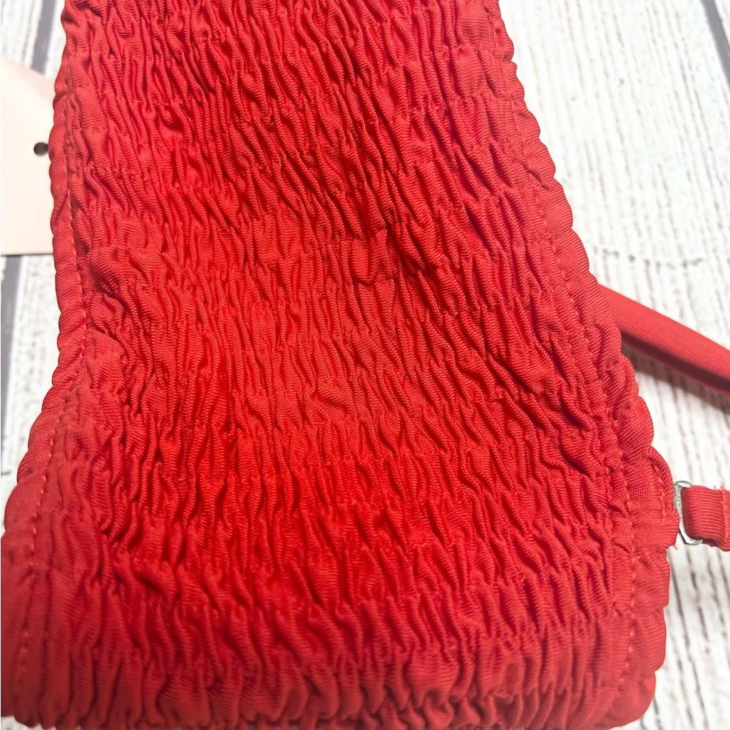 NWT Missguided Red Crinkle Lattice Textured Bandeau Bikini Top Size 8 Swim Beach - Image 4