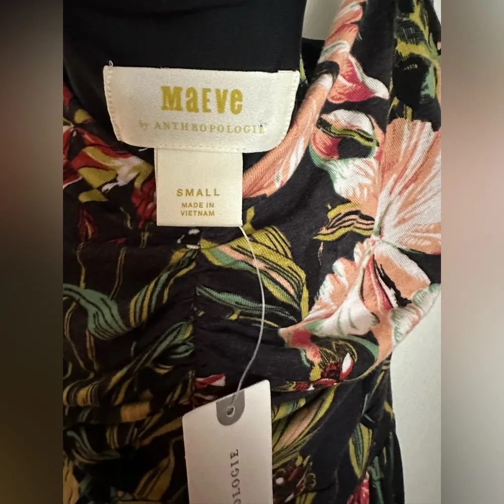 Anthropologie Maeve Gabriela Ruffled Asymmetrical Maxi Midnight Floral. - Image 2