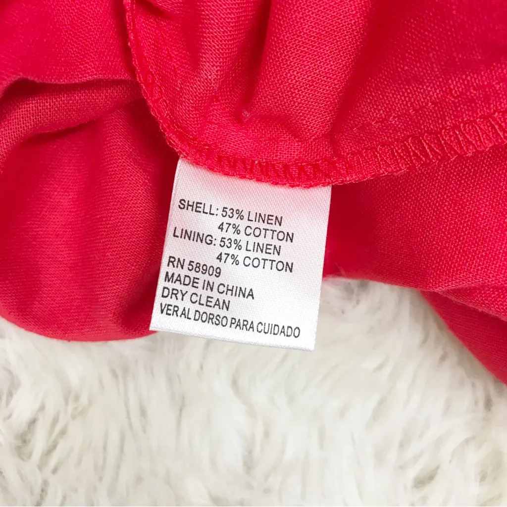 GIANNI BNI Red Linen Spaghetti Strap Wide Leg Jumpsuit Tie Bow Front Size‎ 4 New - Image 10