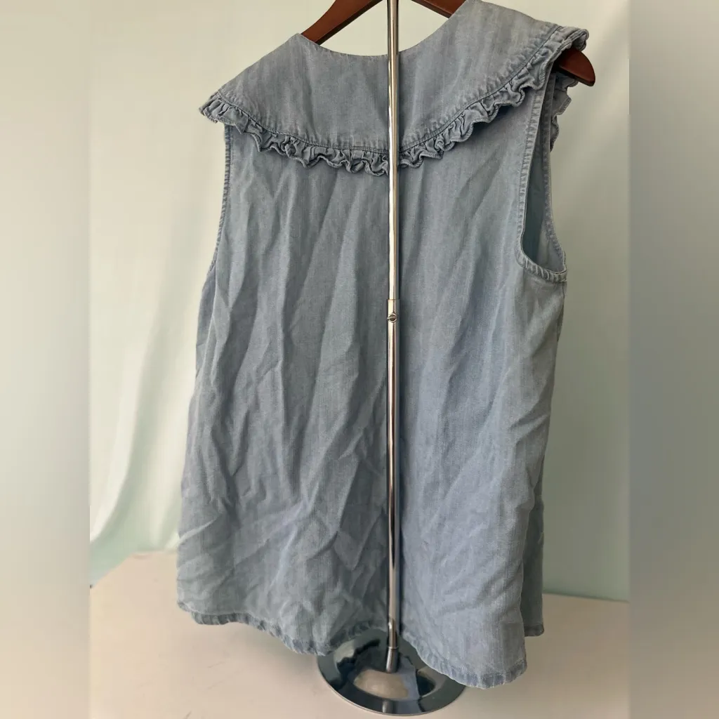 Dear John Light Blue Ruffle Button Down Shirt - Image 4