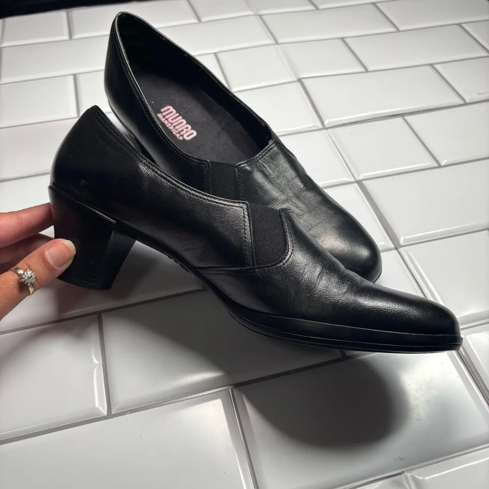 Munro American Shoes Womens 10 N Pump‎ Black Leather Casual Block Heels - Image 4