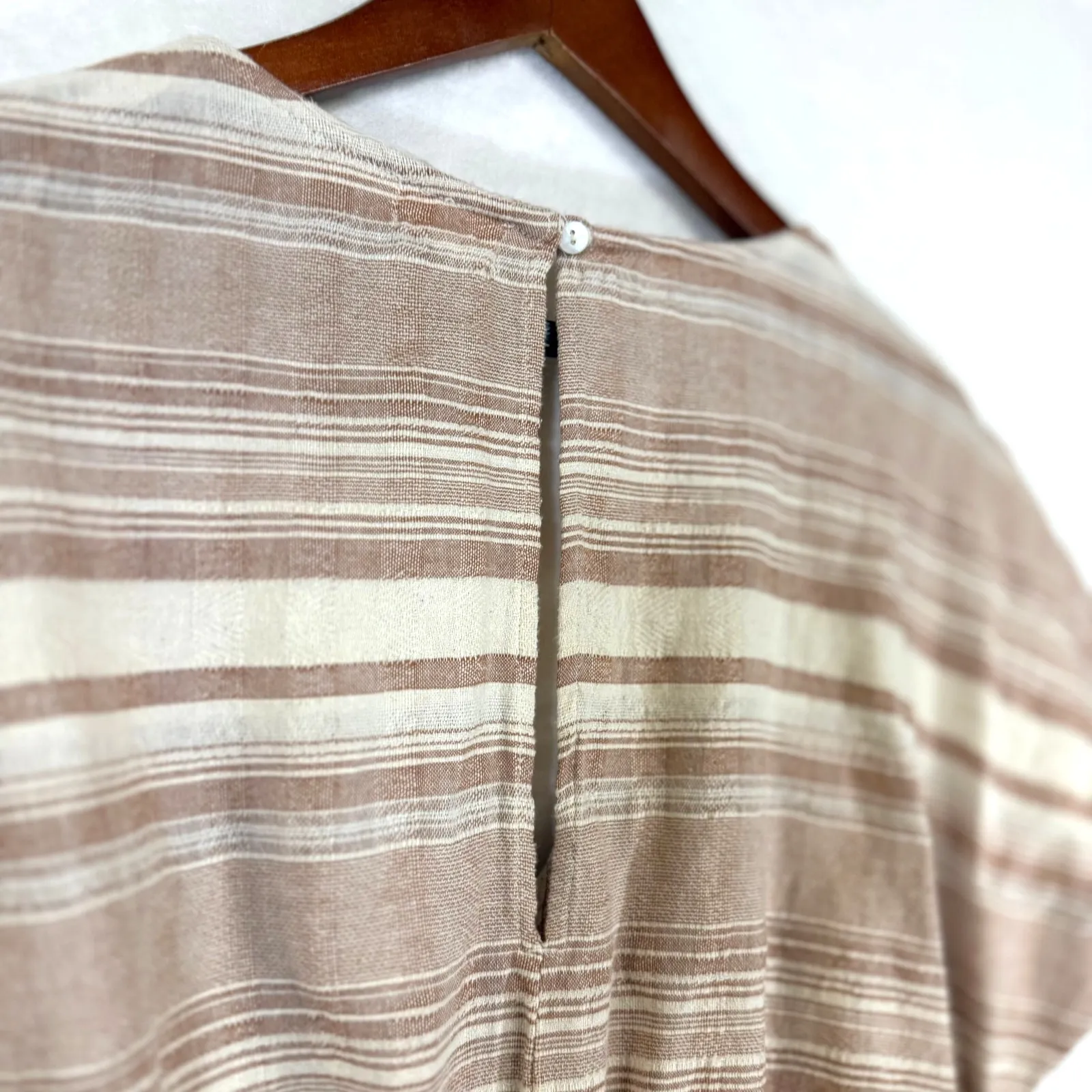 World Market Medium Misha Ivory & Terracotta Stripe Jumpsuit Beach Maxi Wide Leg White - Image 4