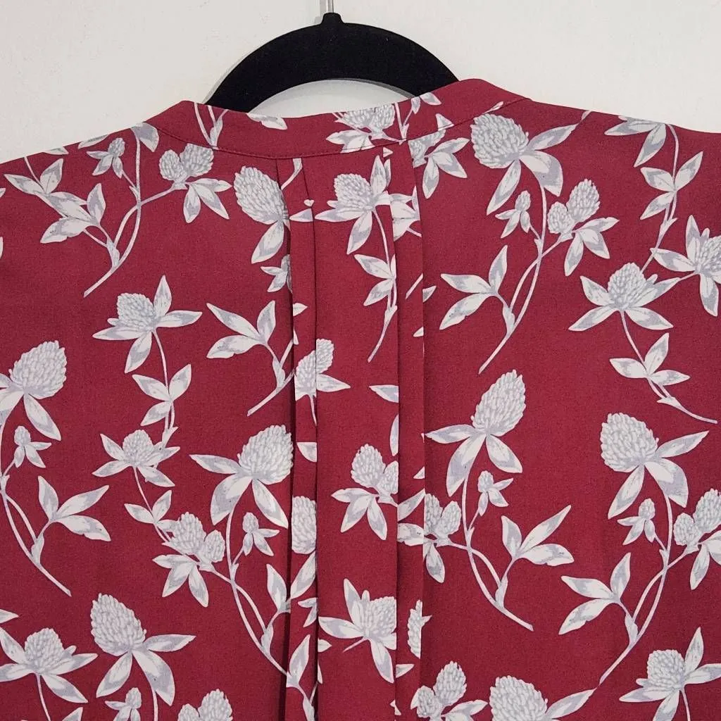41 Hawthorn Burgundy Floral Top NWT Size XS Petite Floral Blouse Oxblood Top Red - Image 6