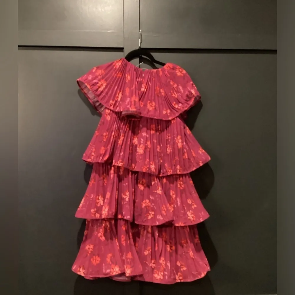 AMUR Breeta Bougainvillea Mono Floral Mini tiered ruffle cocktail dress nwt 4 - Image 3