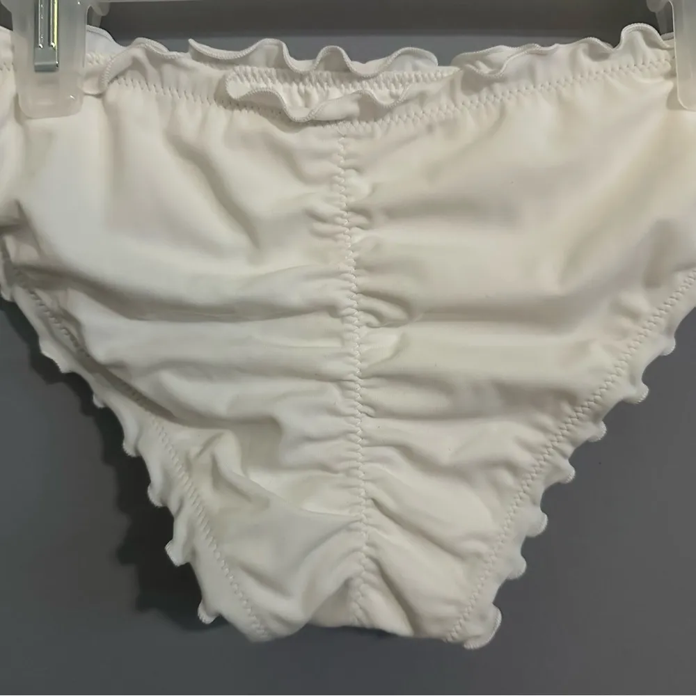 White Ruffled Low Waisted Bikini Bottoms - Image 6