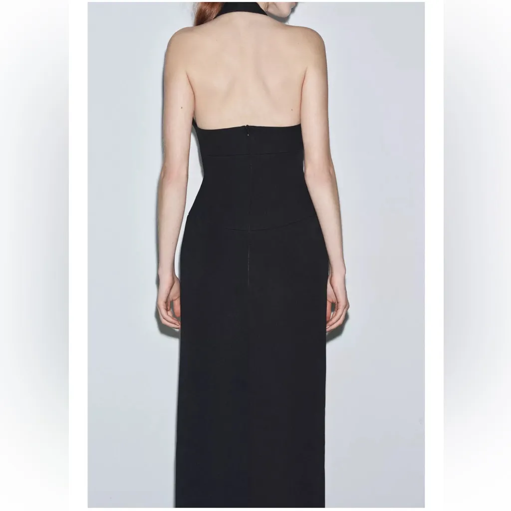 Zara NWT ZW COLLECTION limited edition midi maxi halter top peplum cinch dress - Image 4
