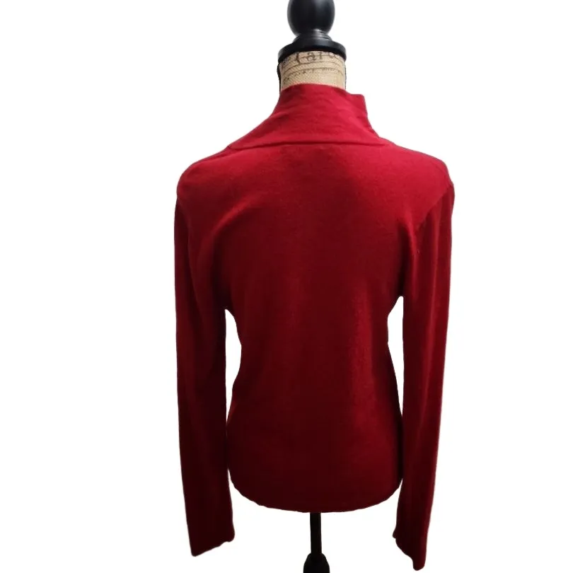 Lauren By‎ Ralph Lauren Top Womens Size Large Red Long-Sleeve Draped - Image 3