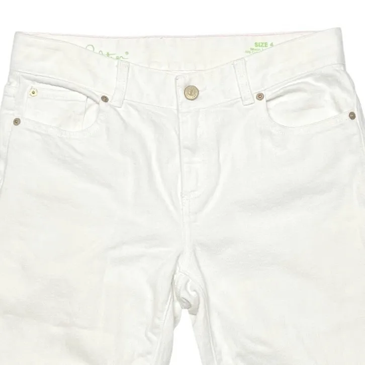 Lilly Pulitzer White Denim Jeans Main Line Fit Size 4 Stretch EUC - Image 4