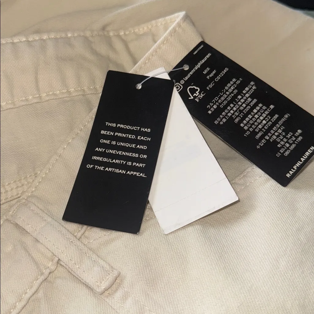 NWT Ralph Lauren Floral High Rise Wide Leg Jeans Painted Floral 16W Tan - Image 6