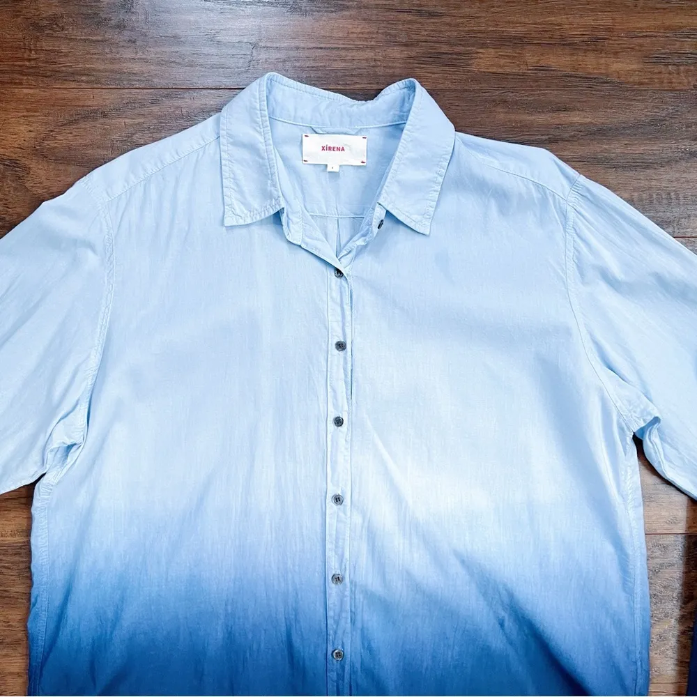 Xirena • Beau Ombré Shirt in Dawn Bleu cotton poplin dip dye button down - Image 5