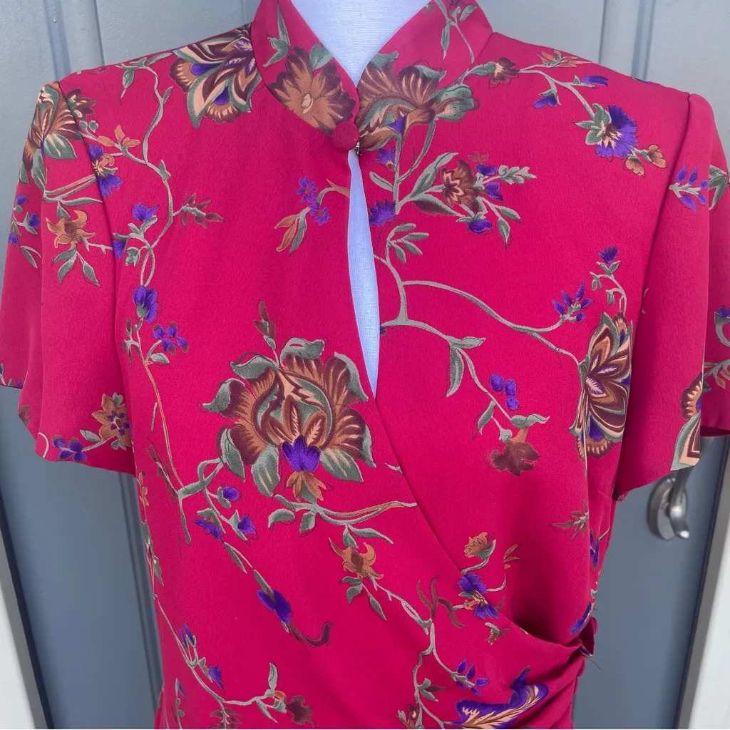 David Warren Vintage 80’s Asian Inspired Red Dress Women’s Size 12 - Image 11