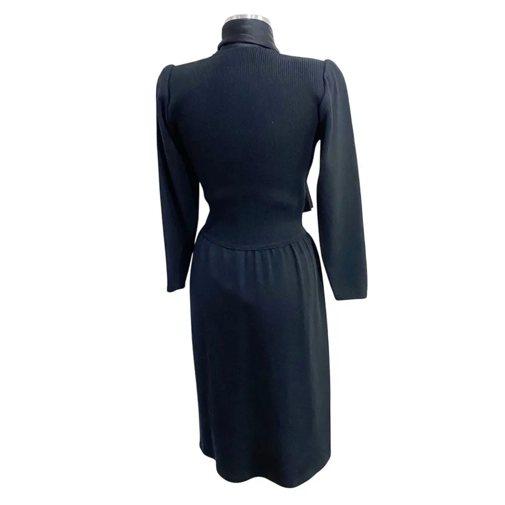 Vintage Dana Hogan Designed By Robyn Hogan Santana Knit Black Classic Dress Sz 4 - Image 2