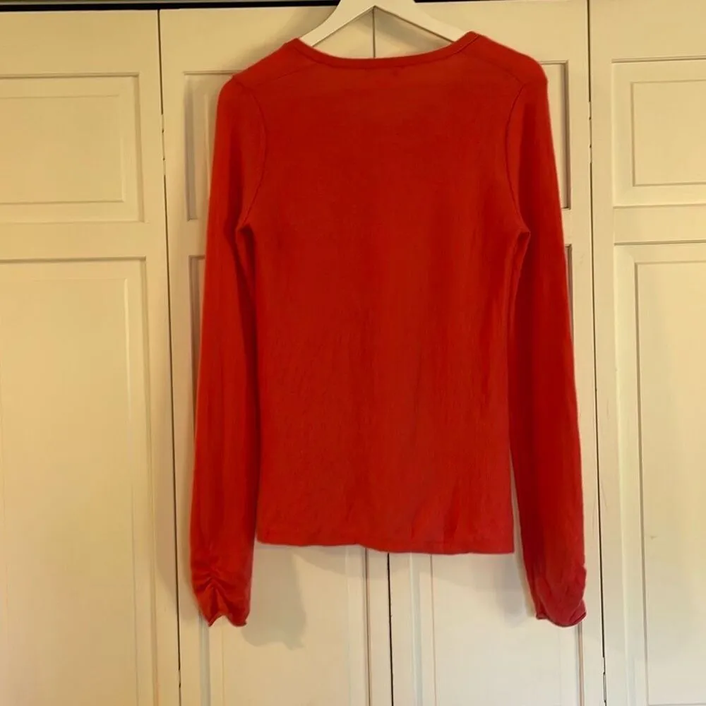 Garnet Hill 100% Cashmere orange coral sweater small - Image 6