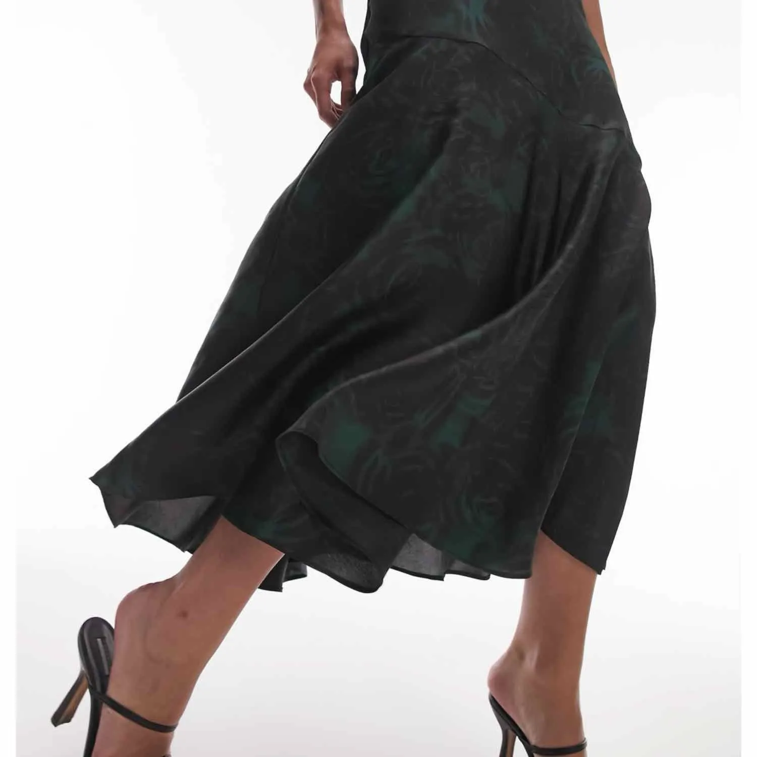 Topshop Lace Maxi Fishtail  Slip Dress Green Print Size US 4 - Image 9