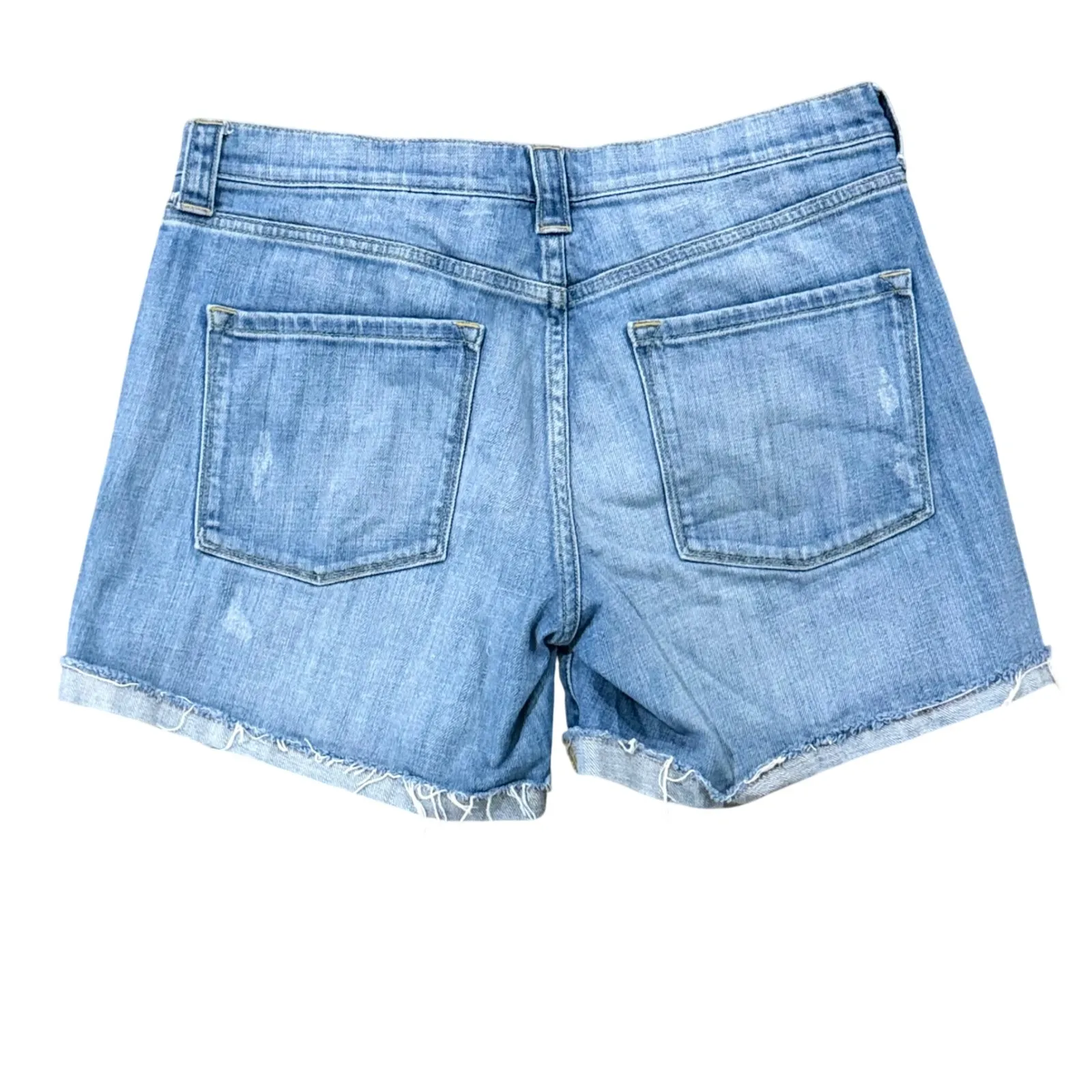 J. Crew Stretch Denim Distressed Cuffed Shorts Women Size 10 Blue - Image 2