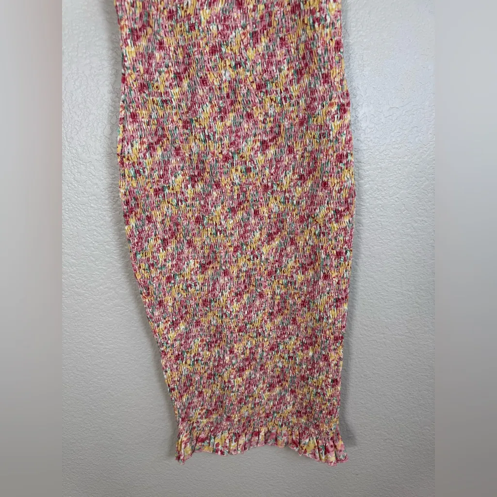 Revolve SNDYS Everyday Tina Pink Floral Smocked Midi Dress size US 2 $88 - Image 7