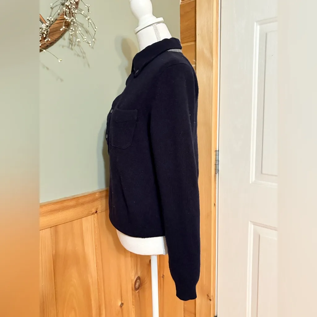 Brooks Brothers Lambswool Blue OCBD Popover Polo Sweater Preppy Old Money size S - Image 3