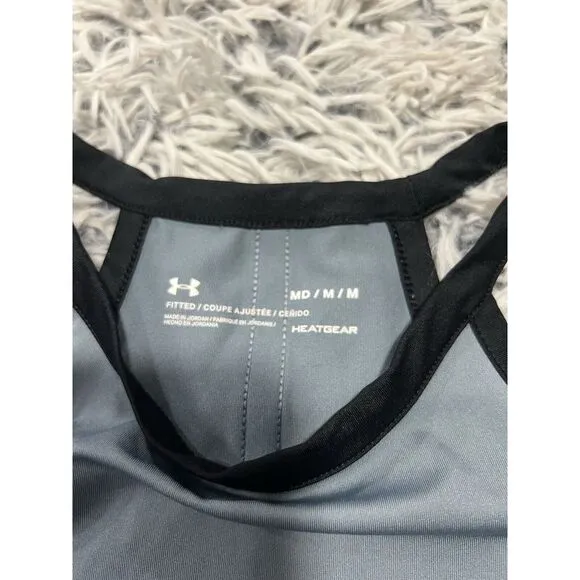 Under Armour Women's Size M Tank Sleeveless Blue Solid Polyester‎ Crew Neck - Image 3