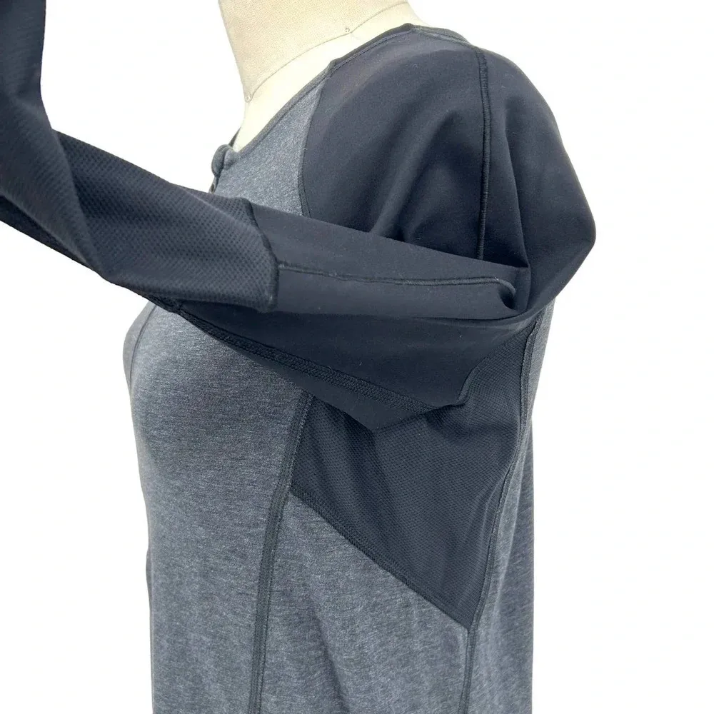 Lululemon Spincity Top Long Sleeve Zip Tee Layer Heathered Black Gray Size 6‎ - Image 5