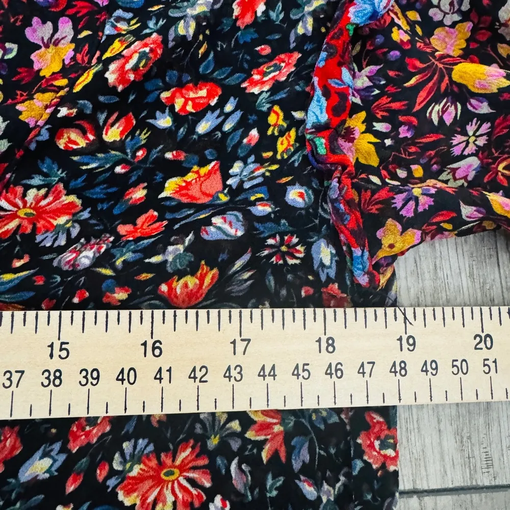 Anthropologie Floral Mini Dress Ruffle Trim Long Sleeve‎ Viscose XS - Image 10