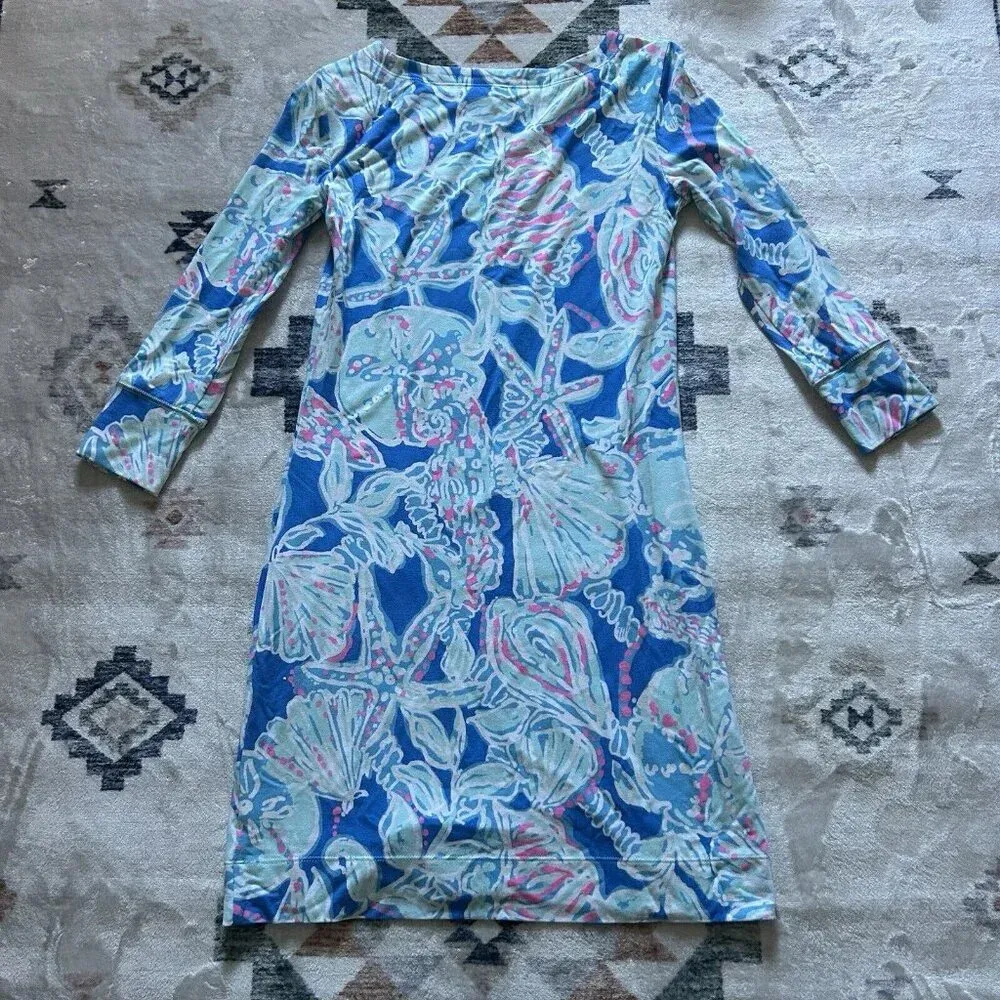 Lilly Pulitzer UPF 50 + Cotton Sophie Dress Into the Deep Size XXS Pink Blue - Image 8