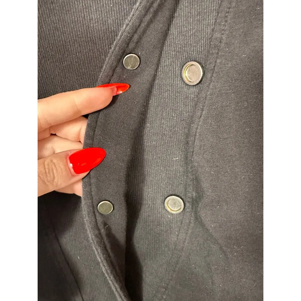 Eileen Fisher Black Asymmetrical Snap Jacket PS Petite - Image 6