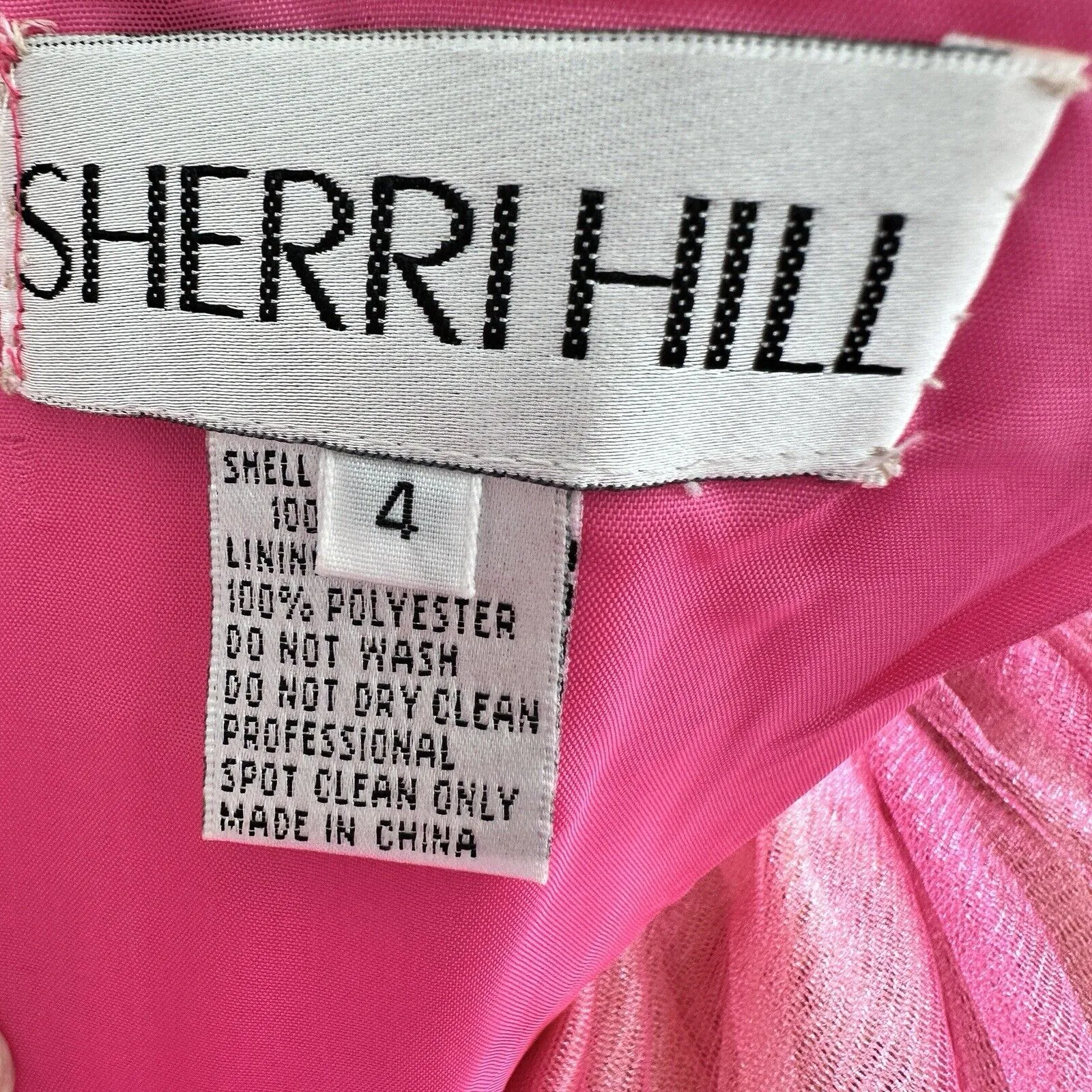Sherri Hill Y2K  VTG  Bright Pink Floral Silk Tulle Tutu Prom Dress Size 4 - Image 3