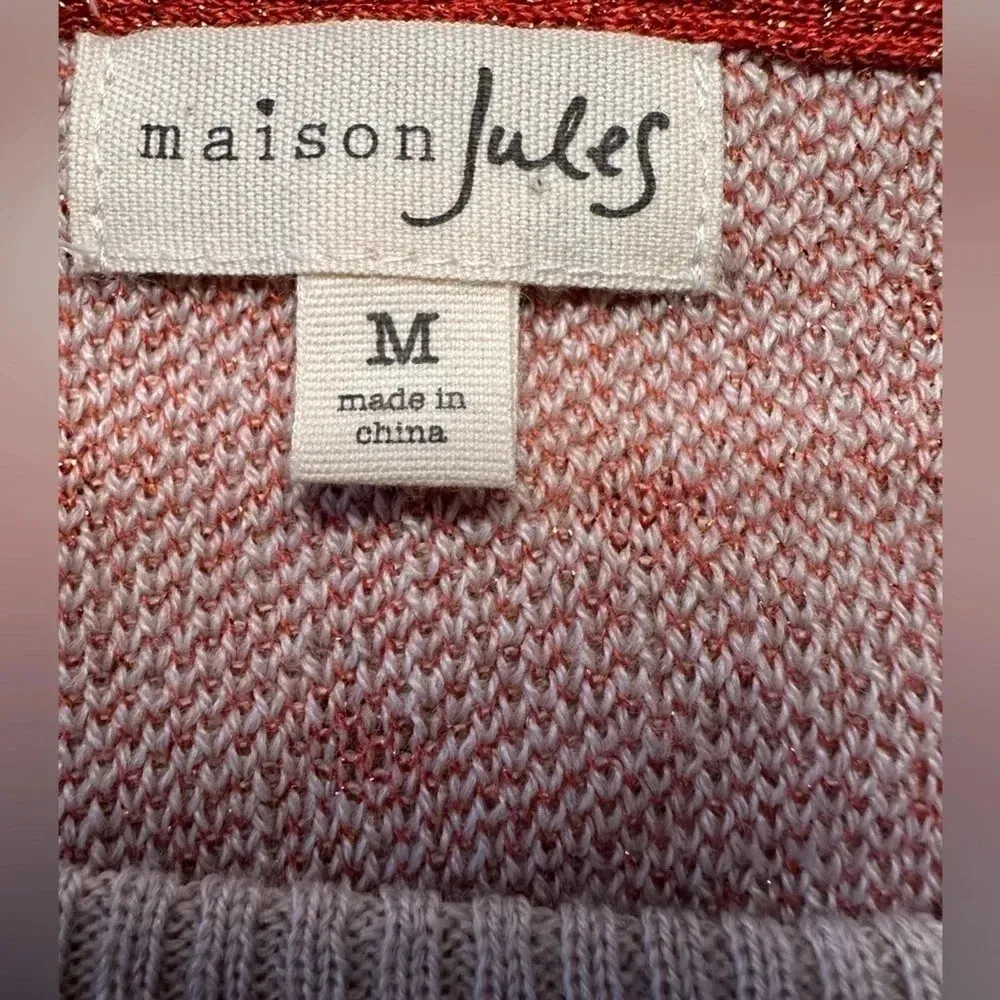 Maison Jules tan and orange crew neck sweater - Image 4