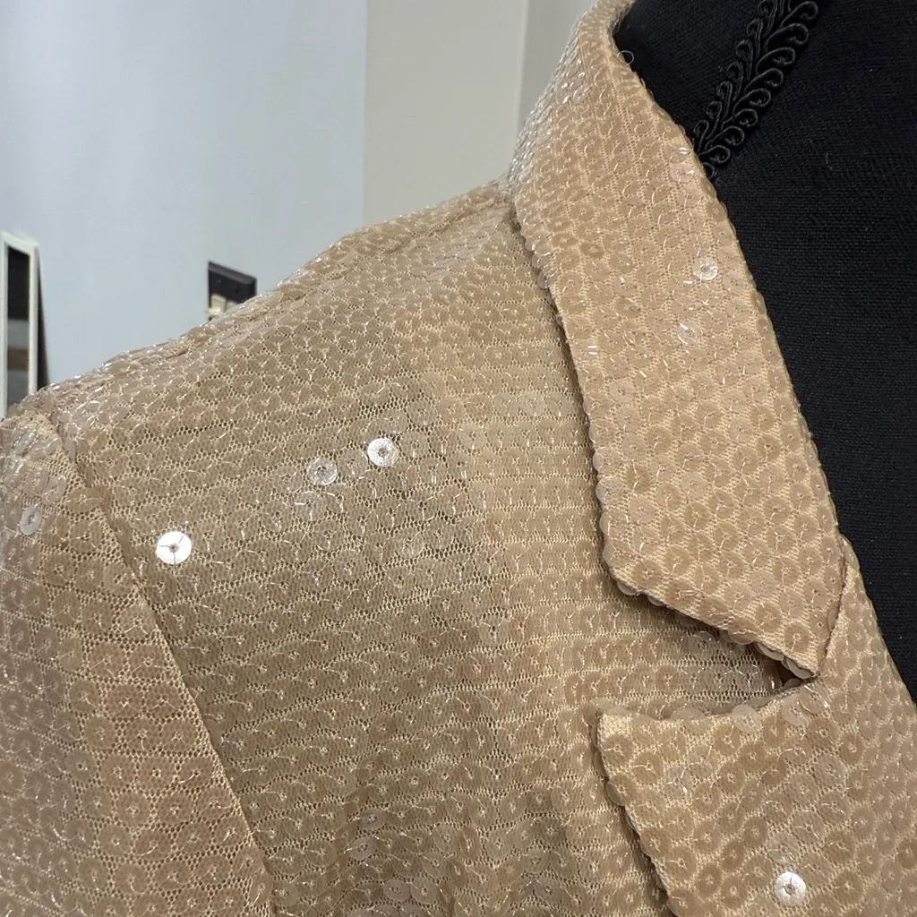Rachel Roy NWOT Champagne Sequin Blazer Jacket size 4 - Image 5