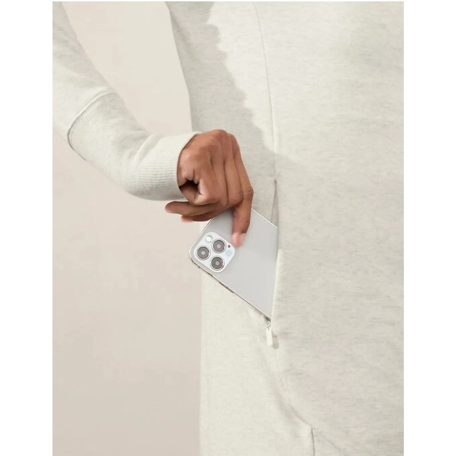 Athleta Coaster Luxe Sweatshirt Dress Heather Style 659310 size Large Oatmeal - Image 4