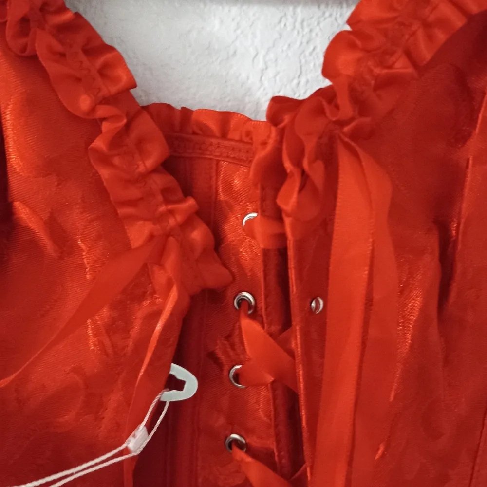EVAbaby M Red Ruffle Satin Front Hook Bustier Size M - Image 9