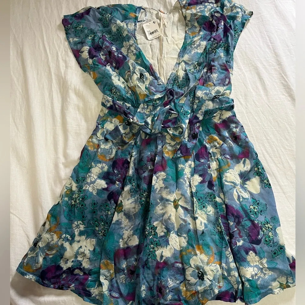 FREE PEOPLE Freddy Tie Mini Dress In Night Combo - Image 4