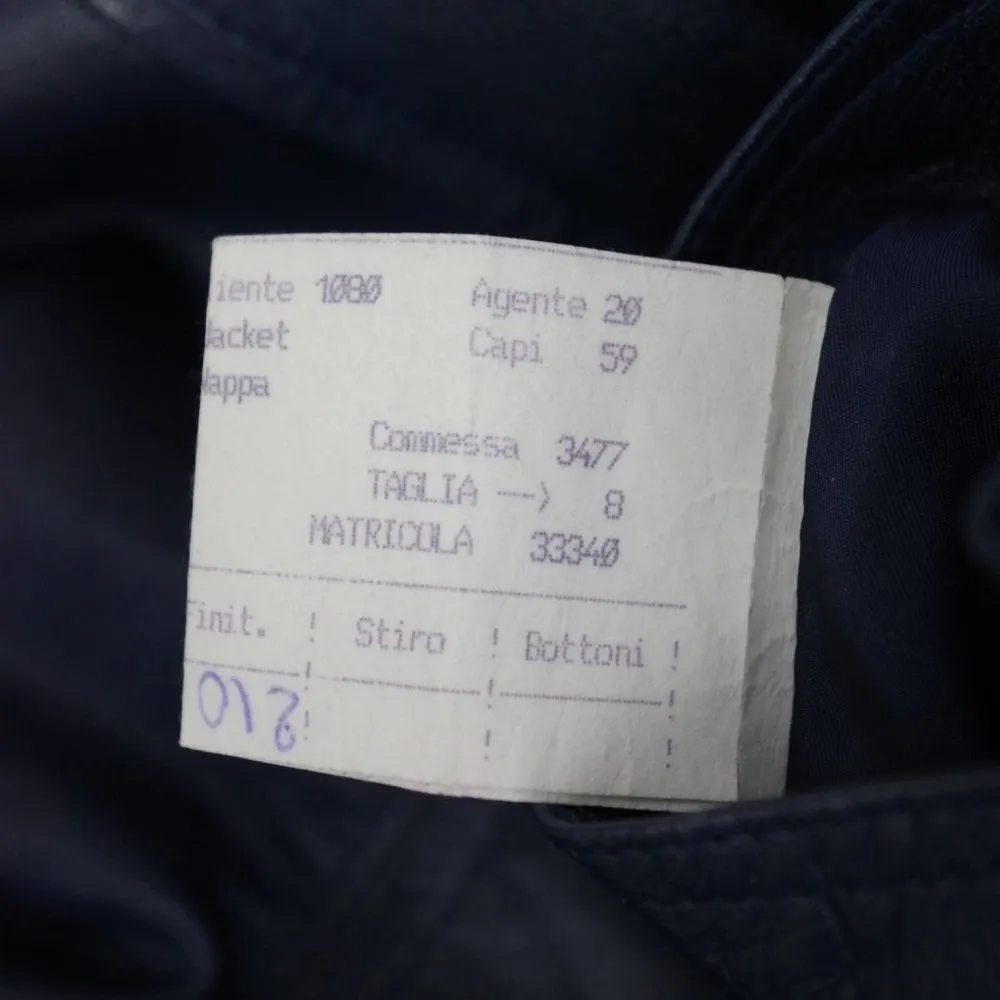 Leather  Italian Made Navy Vintage Jacket Size 8 - Image 8
