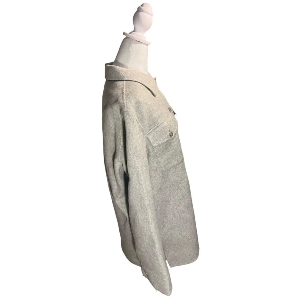 Theory Women's Wool-Cashmere Blend Coat in Light Gray Size Large - Image 11