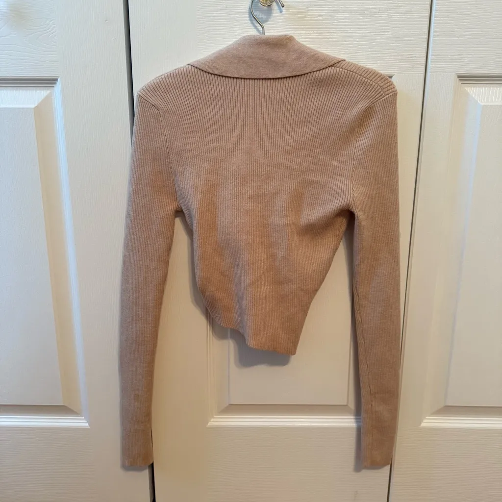 Revolve Misha Renata Sweater Twist Front Top in Sand Tan Size 2 - Image 3