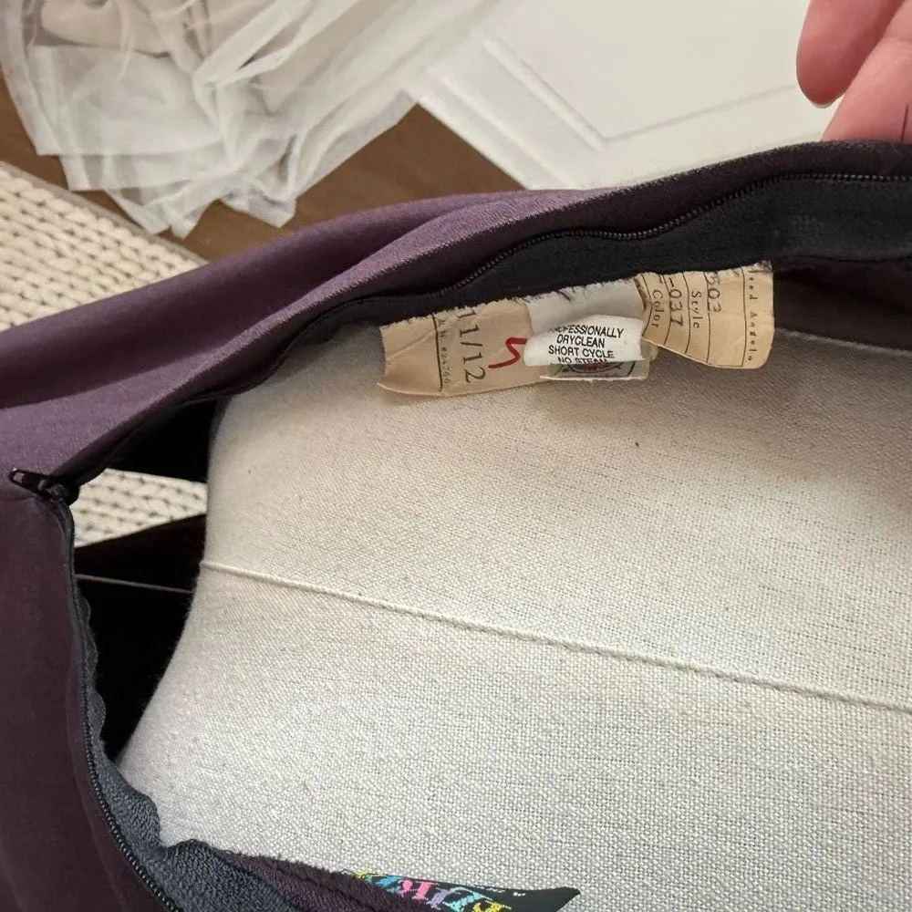 Vintage 80s 90s Purple Black Mesh Beaded Illusion Bodice Formal Gown M Purple Size M - Image 8