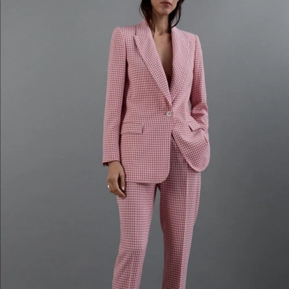 💕ZARA💕 Gingham Blazer ~ Pink XL NWOT - Image 7